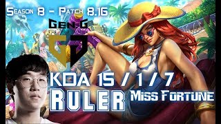 GEN Ruler MISS FORTUNE vs VARUS ADC - Patch 8.16 KR Ranked