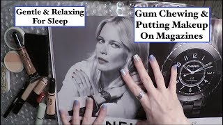 [ASMR] Gum Chewing | Applying Makeup On Magazines | Close Intense Whispers