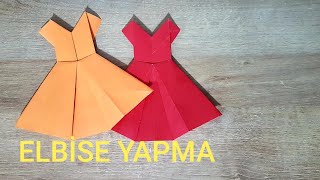Kağıt tan Elbise Yapma Origami Yapımı 26.!!  El Becerileri.