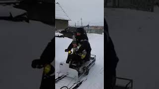 первая поездка на миниснегоходе Рыбак 2мт