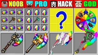 Minecraft NOOB vs PRO vs HACKER vs GOD RAINBOW SUPER AXE CRAFTING CHALLENGE in Minecraft Animation