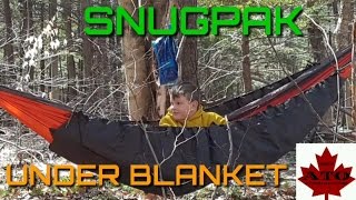 Snugpak under blanket setup on kammock roo