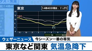 【今シーズン一番の寒気】東京など関東 気温急降下
