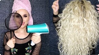 Drying my hair with a fine strainer for more defined curls!