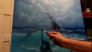 Как нарисовать маслом парусник, волны. Море 1. 60х50 см Холст на картоне
