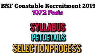 Bsf head constable recruitment 2019 // syllabus // exam pattern // pet details