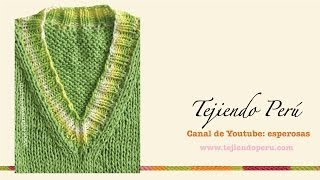 Dos agujas: cuello en V: tejiendo la pretina