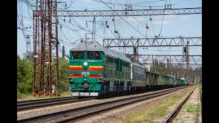 2ТЭ116-1630 и ВЛ11М6-503 с грузовым поездом на перегоне Горяиново - Диёвка (фрагмент)