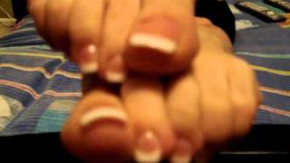 Foot fetish with french pedicure sexy feet feet tease suck on my toes