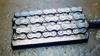 Дамаск из цепи полный процесс (ножи)