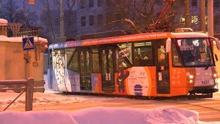 Олимпийский трамвай в Санкт-Петербурге 09.02.18