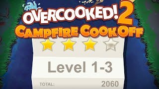 Overcooked 2. Campfire Cook Off. Level 1-3. 4 Stars. Co-Op
