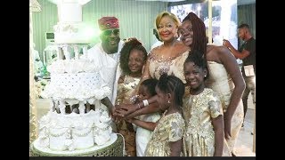 This Will Melt ur Heart! As Sir Shina Peters' Wife Cut With Her Husband & Kids At Her 60th Birthday