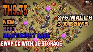 NEW BEST TH9.75 ANTI 3 WAR/TROPHY BASE | CLASH OF CLAN |2018