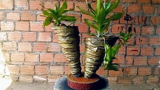 How to make flower pots from cloth and cement