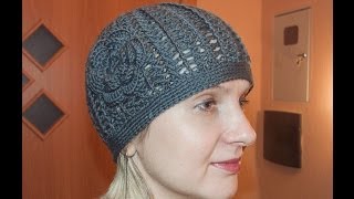 Весенняя шапка крючком ажурным узором Spring Crochet hat