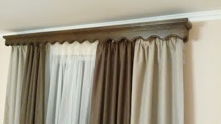 Карниз для штор из натурального дерева черешни