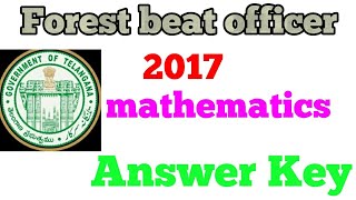 Forest beat officer 2017 maths answer key | maths key paper 2017 FBO | FBO 2017 maths key paper