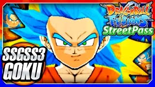 Dragon Ball Fusions 3DS English: SSGSS3 Goku (SSJ3 & SSGSS Goku Streetpass Fusion) Fusion Gameplay