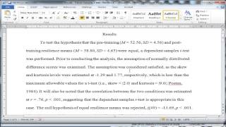 Paired Samples t-test: Writing-Up Results