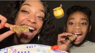 ASMR | Eating Raw Honeycomb ? (satisfying + sticky sounds!)