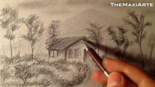 Cómo dibujar un sencillo paisaje a lápiz, cómo dibujar bocetos de paisajes a lápiz