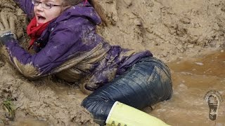 Fun on a muddy slope. Adventure with mud, Vikings & stripy socks