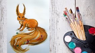 Рисуем белочку гуашью