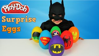 Play-doh Superhero Surprise Eggs Opening With Batman Spiderman Superman Hulk Ironman Ckn