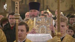 Патриарх совершил литургию в храме прп. Пимена