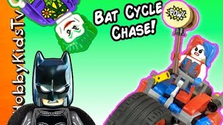 BATMAN + HARLEY QUINN! Gotham City Motorcycle Lego Build HobbyKidsTV