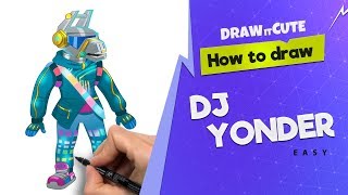 How to draw DJ Yonder easy - Fortnite character skin drawing tutorial