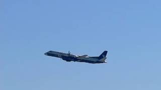 [slow motion 300/30 fps] VQ-BGB Saab 340B  Takeoff at DME airport, Moscow, Russia