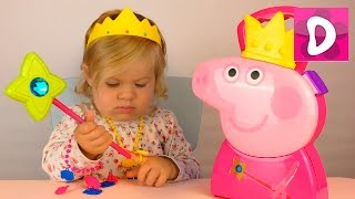 Играем набором Свинка Пеппа Принцесса. Кейс. Примеряем украшения. Peppa Pig Princess Case unboxing