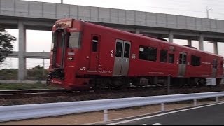 JR九州 キハ220系気動車 普通うきは行通過@福岡県久留米市 JR久大本線 古賀踏切