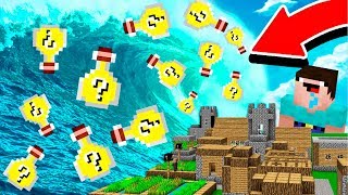 НУБ ПРОТИВ ЦУНАМИ ИЗ ЛАКИ БЛОК ЗЕЛЬЕ В МАЙНКРАФТ ВЫЖИТЬ НУБУ MINECRAFT ТРОЛЛИНГ ЛОВУШКА ЗАЩИТА МУЛЬТ
