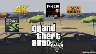 GTA V GAMEPLAY ON GTX 1070 AND FX 8320.| DOES NVIDIA DSR EFFECTS FPS??| 4K(DSR) AND 1080P COMPARISON