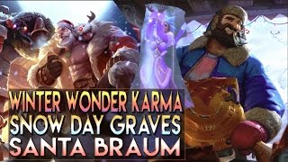 Snow Day Graves, Santa Braum, Winter Wonder Karma Skins Spotlight - League of Legends