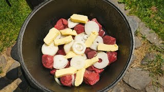 МЯСО ПО-КРЕМЛЕВСКИ В КАЗАНЕ НА КОСТРЕ