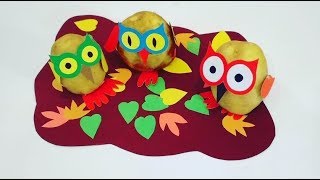 Совы осенью. Детские осенние поделки из овощей на выставку в детский сад и школу.