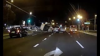 Astra rolls after being cut off by Camry - Sydney