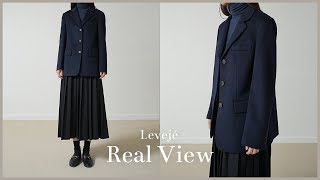[르브제 리얼뷰] 하운즈 자켓_네이비 (여자 자켓 코디, 겨울 울 자켓)