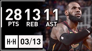 LeBron James Triple-Double Full Highlights Cavs vs Suns (2018.03.13) - 28 Pts, 13 Reb, 11 Ast, SICK!