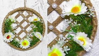 Цветочное панно из джута своими руками. Идеи подарков. DIY