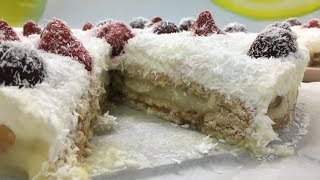 Торт без выпечки: "Рафаэло" или "Ягоды на снегу"