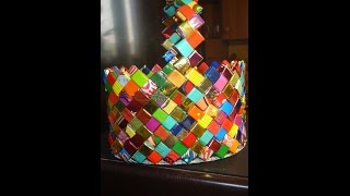 Красочная корзинка из фантиков.Своими руками из бумаги, картона.Занимательное рукоделие.Мастер класс