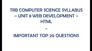 Tamil Nadu TRB Computer Science Syllabus - HTML Questions #9