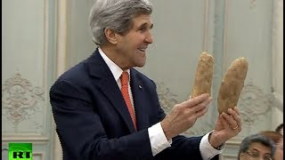 Video: Kerry gives Lavrov Idaho potatoes before talks in Paris