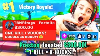 DONATING $$$ TO 13 YEAR OLD FORTNITE STREAMER!