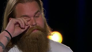 Christoffer Kläfford i tårar under beskedet i Idol 2017 - Idol Sverige (TV4)